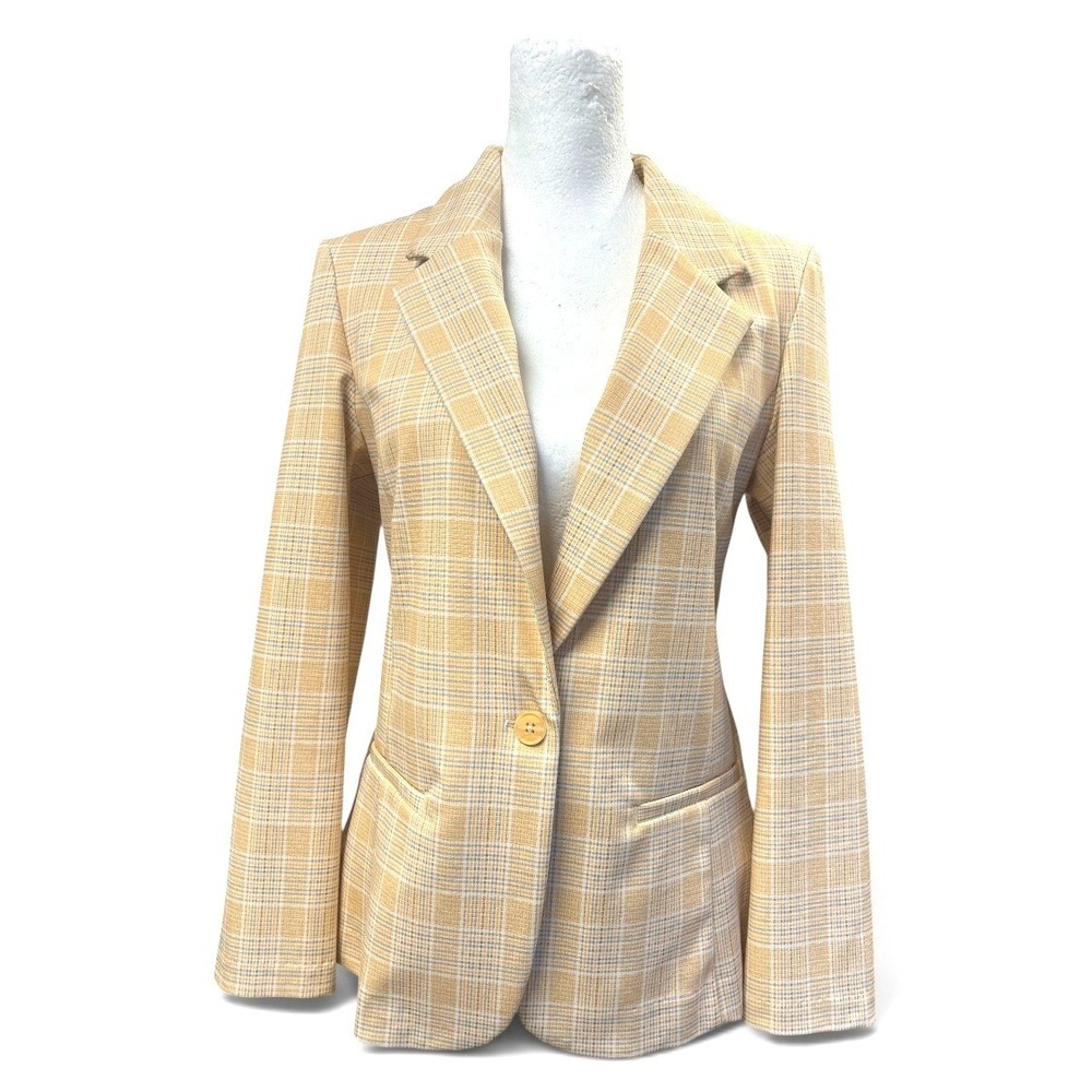 Liverpool Los Angeles Flaxen Gold Glen Plaid Blazer LM1601C61 Small Womens